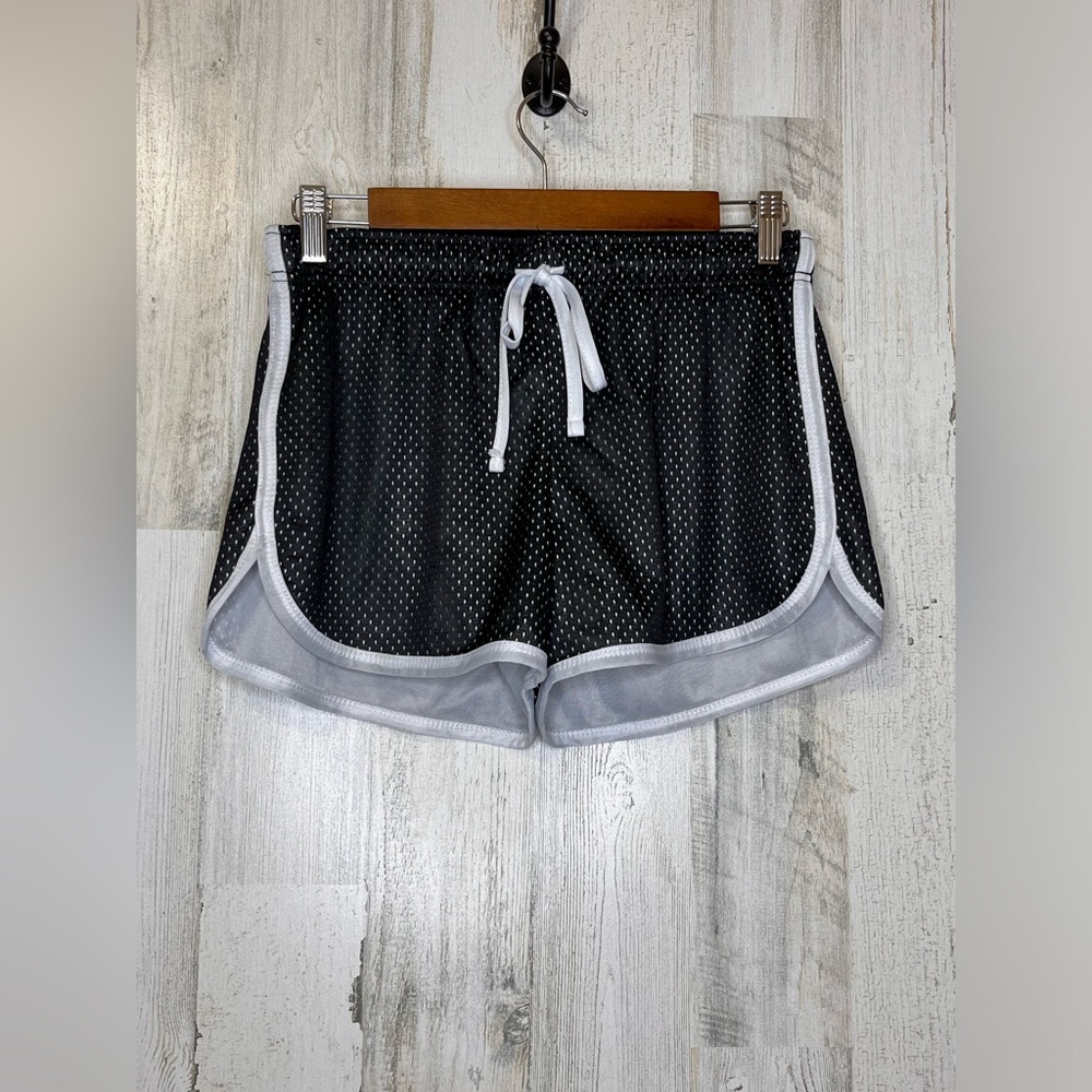 Bobbie Brooks Women's Mesh Activewear Shorts Black White Size Medium